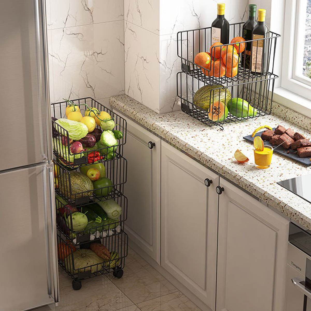 Find Kitchen Crevice Shelf Floor Multi Layer Vegetable Shelf Household Storage Rack Vegetable Basket Removable Storage Basket for Home Office for Sale on Gipsybee.com with cryptocurrencies