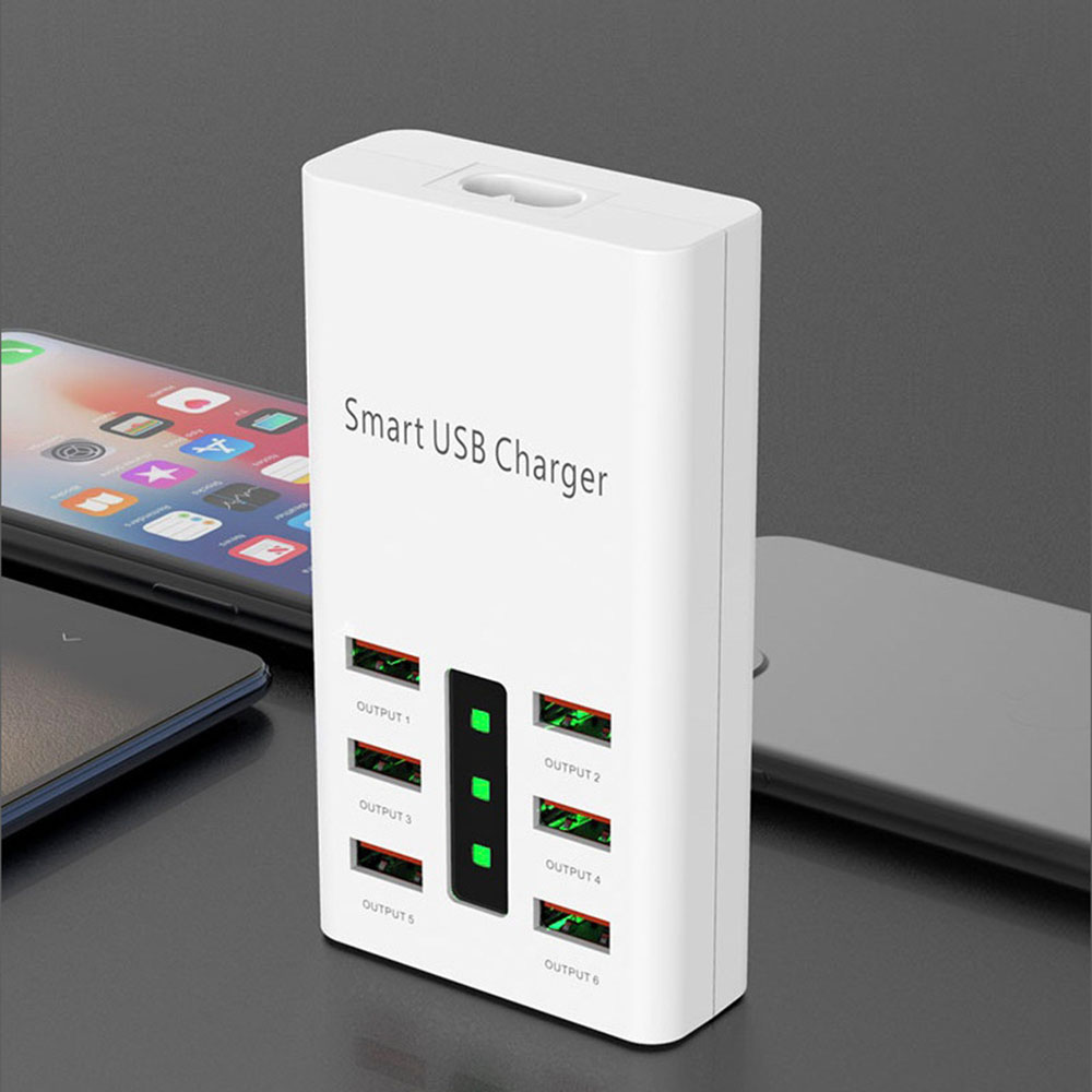 Find 6 Port 30W Smart USB Charger Multi-Port Power Adapter LED Display Station Fireproof Intelligent Charger Universal 100-240V 2A for Sale on Gipsybee.com with cryptocurrencies