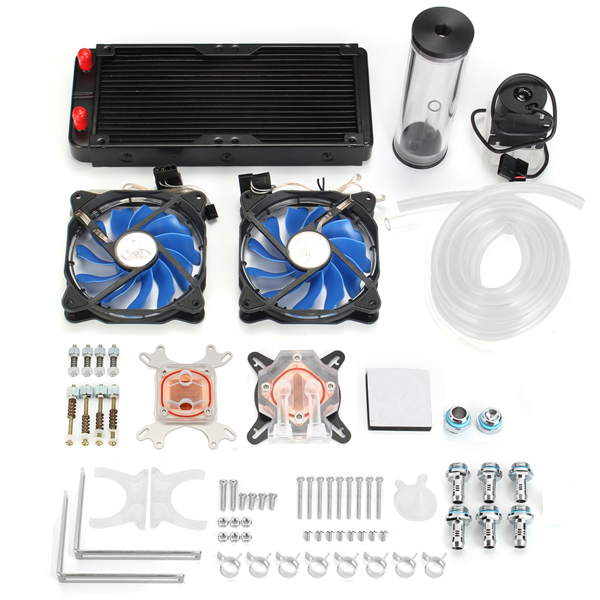 Find PC Water Cooling Kit 240mm Radiator Pump Reservoir CPU Block Rigid Tubes DIY for Sale on Gipsybee.com with cryptocurrencies