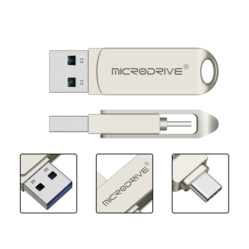 Find MicroDrive 2 in 1 Type C USB3 0 Flash Drive OTG USB Driver 32G 64G 128G 256G Metal 360 Rotation Pendrive USB Disk with Key Ring for Sale on Gipsybee.com with cryptocurrencies