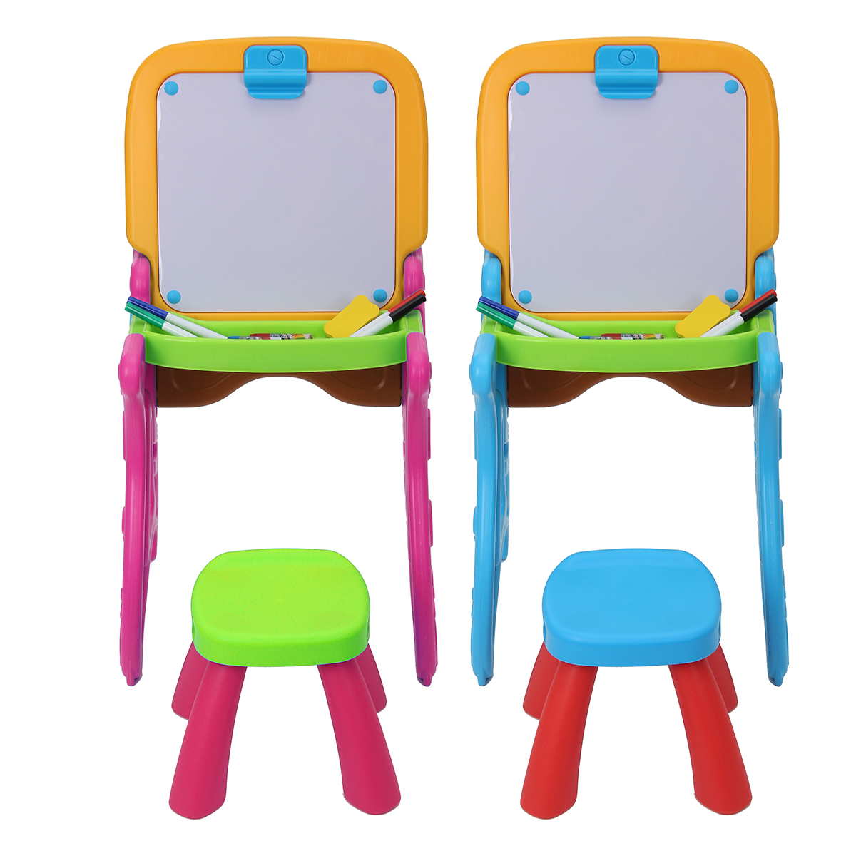Find 2 in 1 Folding Drawing Board Table Set with a Kid Sized Stool Plastic Magnetic Writing White Board Ideal for Children Bedroom Play Area for Sale on Gipsybee.com with cryptocurrencies