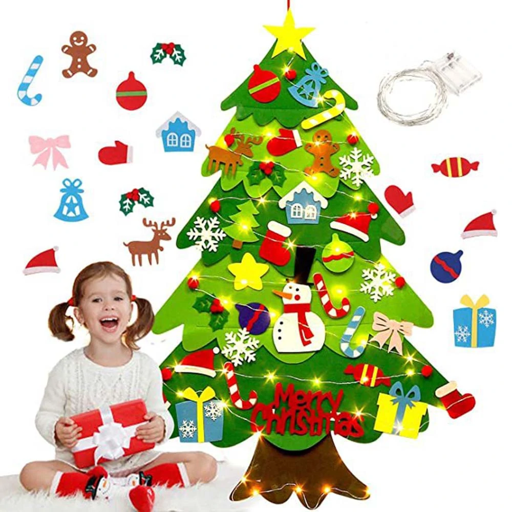 Find DIY Felt Christmas Tree Christmas Handmade Puzzle Decorations Home Desk Ornament Creative Gifts for Kids for Sale on Gipsybee.com