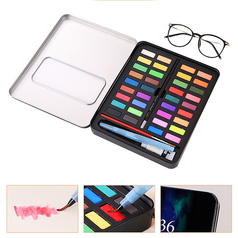 36 Color Solid Watercolor Paint Professional Box Paintbrush Portable Pigment Painting Art Supplies—4