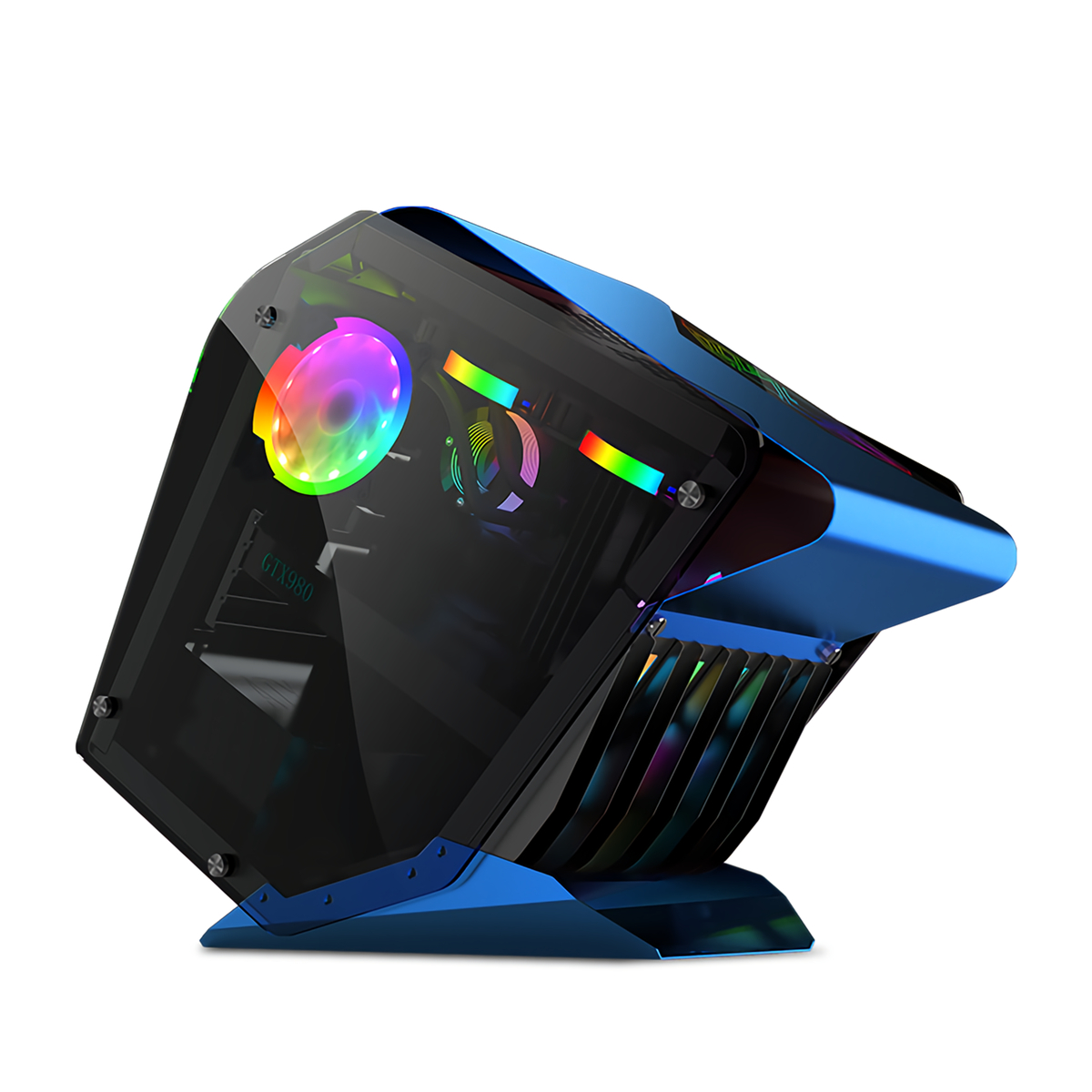 Find EVESKY Little Monster RGB Computer Case CPU M ATX Water Cooling Double sided Transparent Glass Gaming Chassis for Sale on Gipsybee.com with cryptocurrencies