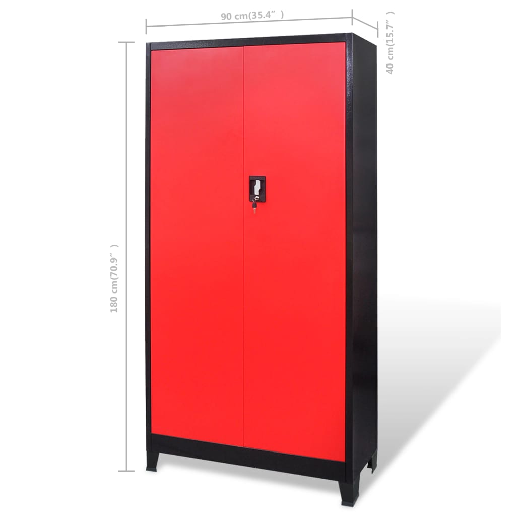 Find Tool cabinet with box 90x40x180 cm steel red and black for Sale on Gipsybee.com with cryptocurrencies