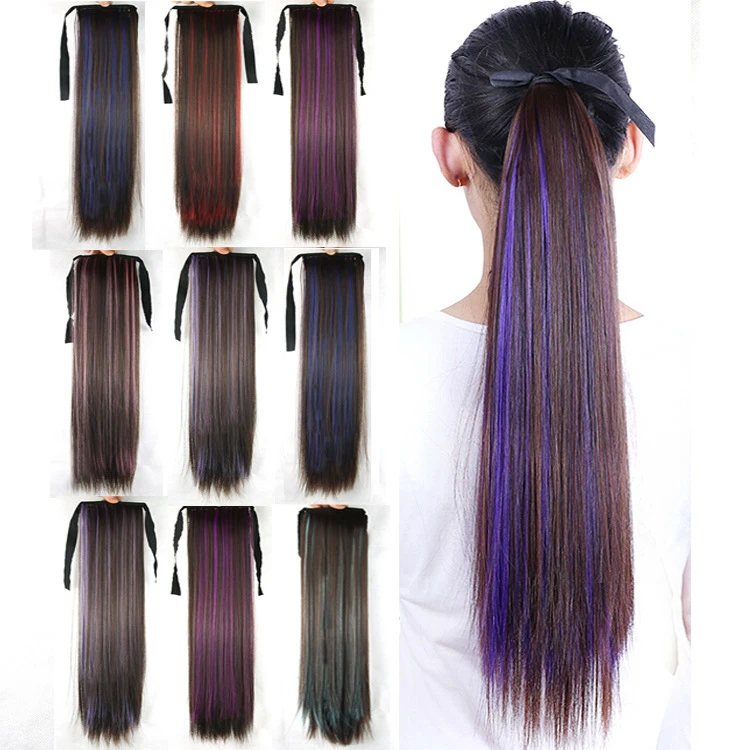 Find 6 Colors Bleaching Dyeing Long Ponytail Colored Pear Curly Wig Gradient Wig Piece for Sale on Gipsybee.com