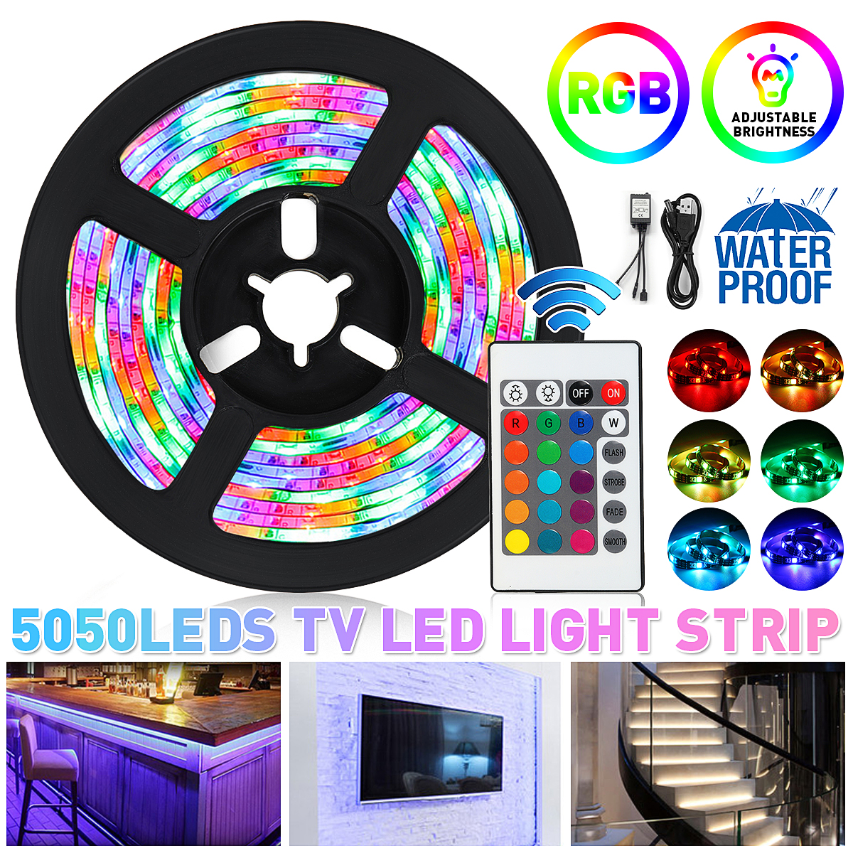 Find 2PCS 50CM DC5V USB Powered LED Strip Light Waterproof 5050 RGB Computer TV Backlight Kit Remote Control for Sale on Gipsybee.com with cryptocurrencies