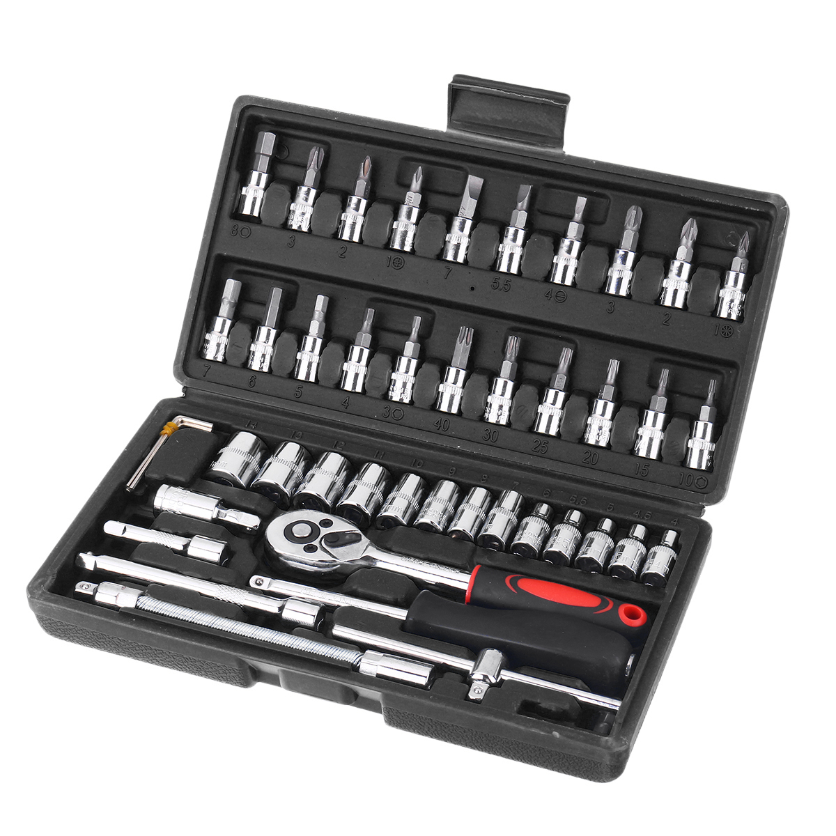 Find 46pcs Socket Ratchet Screwdriver Wrench Set 1/4 Drive Flexible Car Repair Tool for Sale on Gipsybee.com with cryptocurrencies