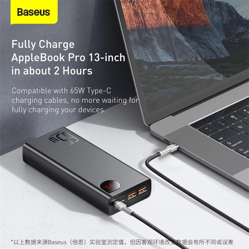 Find Baseus 65W 20000mAh Alluminum Power Bank External Battery Power Supply With 65W USB C PD3 0 QC4 0 30W QC3 0 USB A 2 Support AFC FCP SCP Fast Charging For iPhone 13 Mini 13 Pro Max For Samsung Galaxy S22 For MacBook Pro for Sale on Gipsybee.com with cryptocurrencies