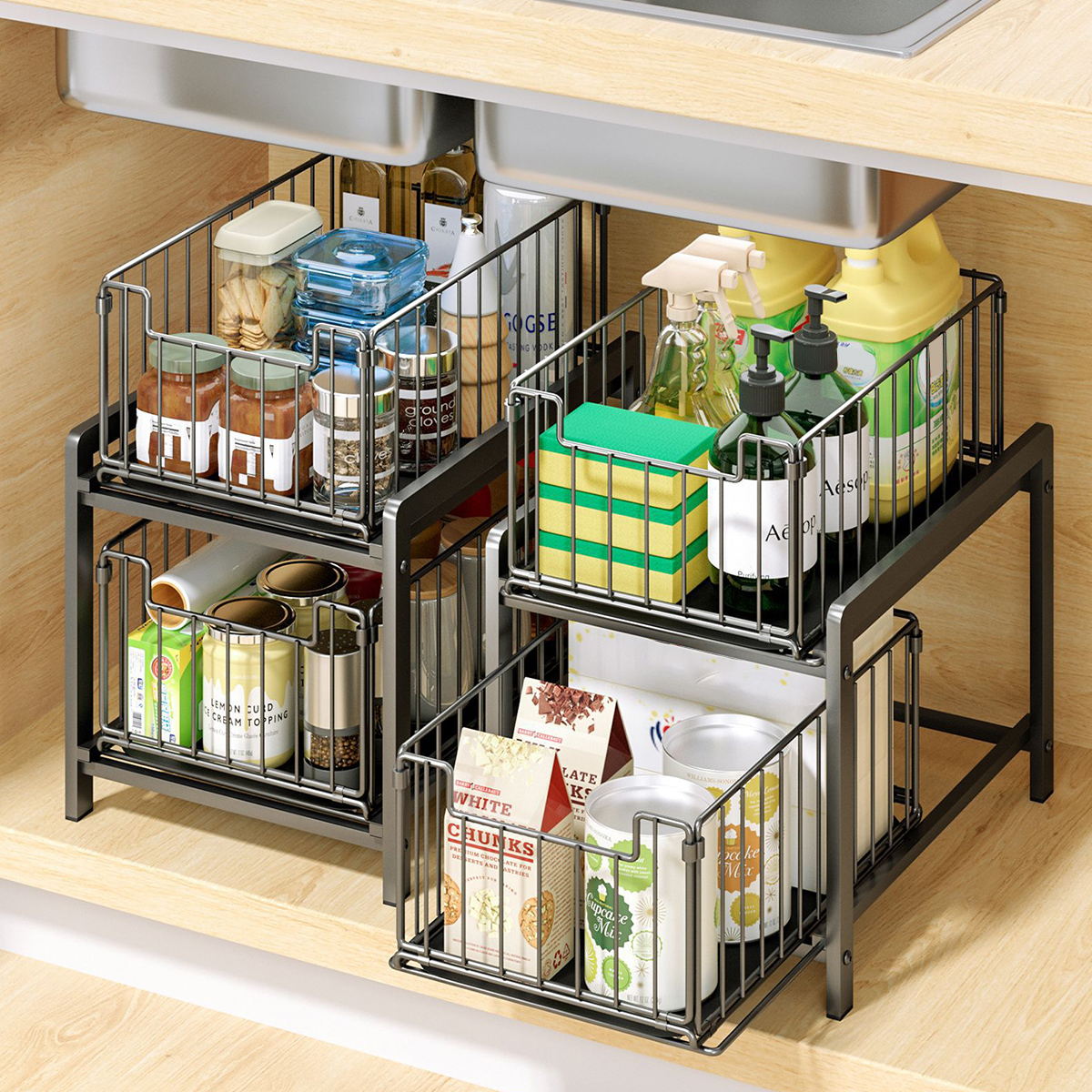 Find 2 Story Kitchen Multifunctional Storage Rack Home Desktop Pull Type for Sale on Gipsybee.com with cryptocurrencies