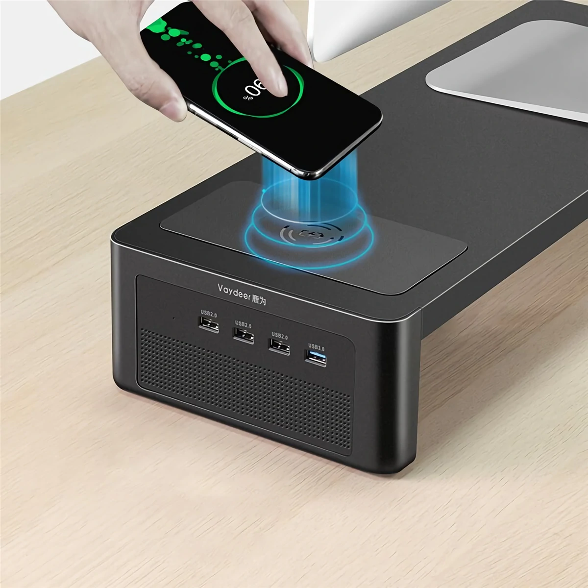 Find Vaydeer Monitor Stand Monitor Riser with Wireless Charging Wireless Speaker 1 USB 3 0 3 USB 2 0 Hub for Sale on Gipsybee.com