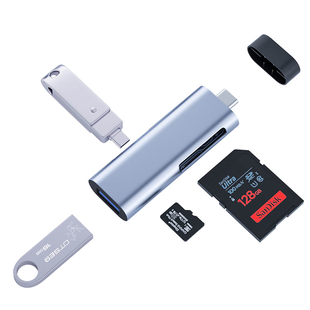 Find 4 in 1 Card Reader USB C Type C to USB 3 0 OTG Hub Adapter Type C SD TF Memory Card Reader for Sale on Gipsybee.com with cryptocurrencies