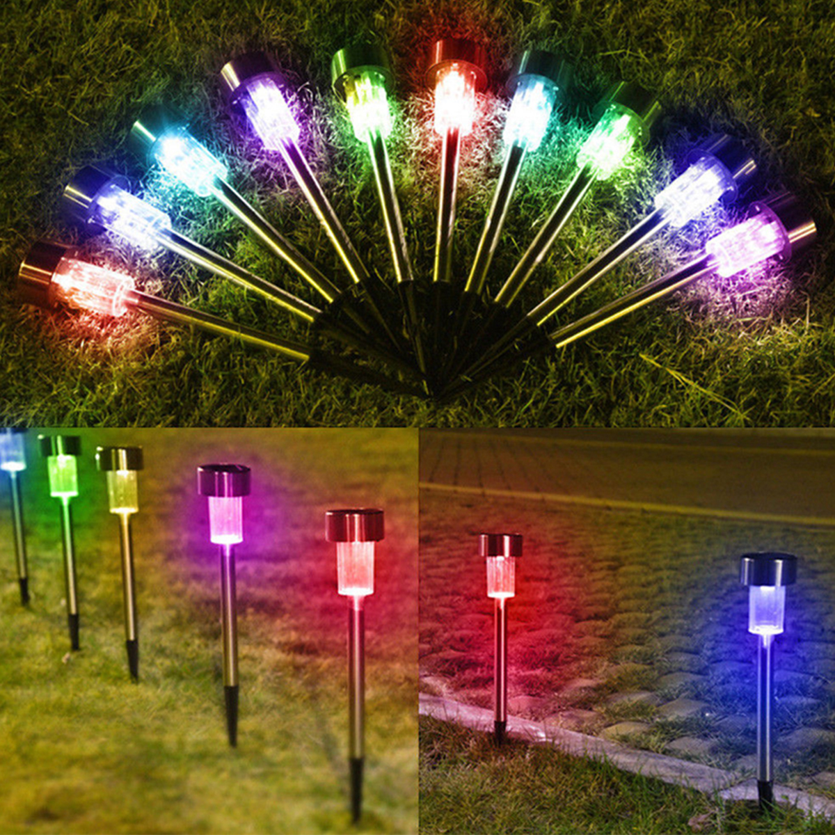 Find 12PCS Solar Lights Outdoor Pathway Garden Stainless Steel LED Lights Waterproof Landscape Lighting Lawn Patio Yard Walkway Driveway for Sale on Gipsybee.com with cryptocurrencies