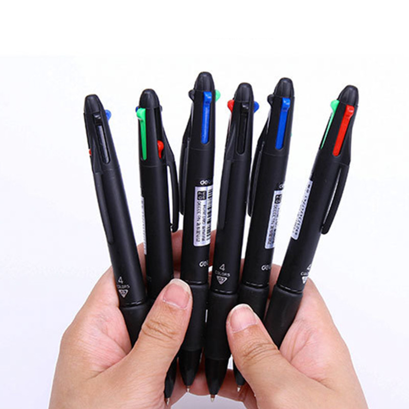 Deli 4 in 1 Colorful Ballpoint Pen 0.7mm Multicolors Press Retractable Ballpoint Pens Multi-Function Pen For School Office—1