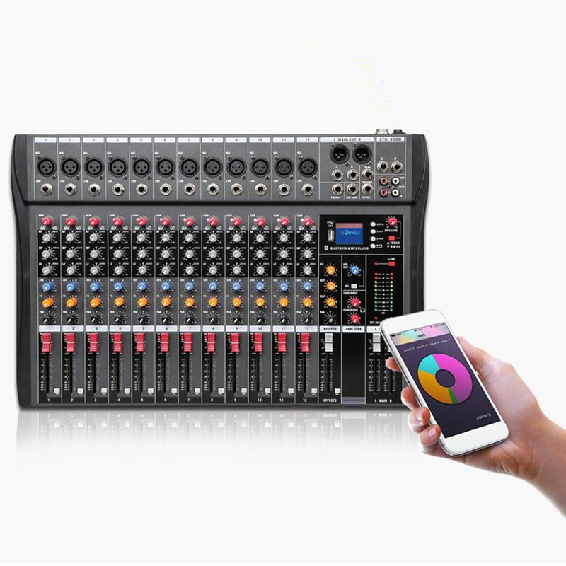 Find 12 Channel bluetooth Digital Microphone Sound Mixer Console Professional Karaoke Audio Mixer Amplifier With USB for Sale on Gipsybee.com with cryptocurrencies