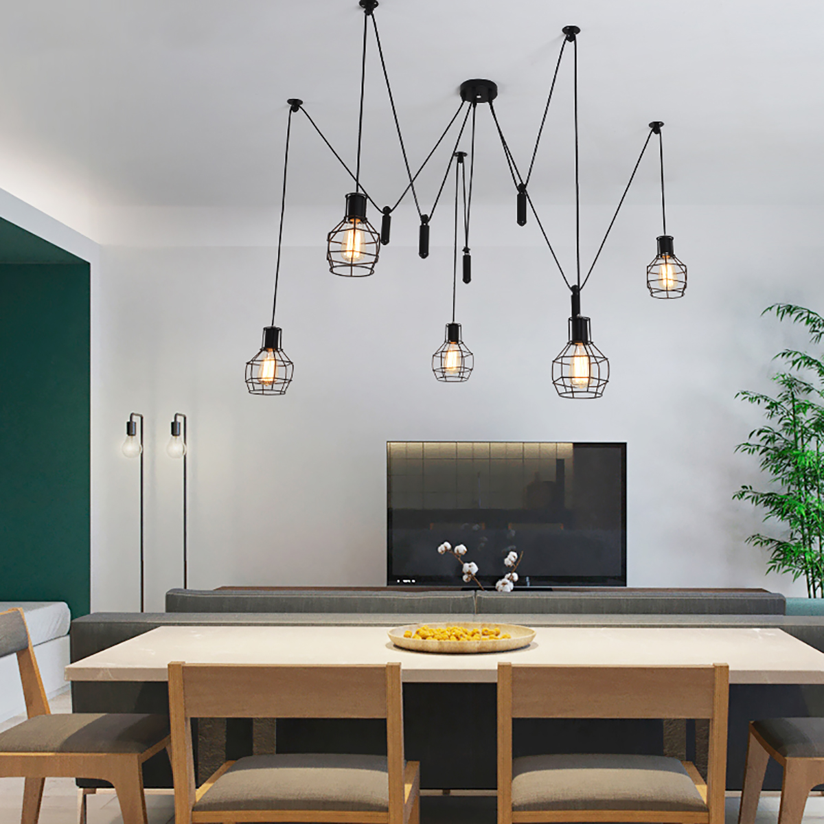 Find 1/3/5 Heads Nordic Style Retro Modern Ceiling Light LED Pendant Lamp Dining Room Chandelier for Sale on Gipsybee.com with cryptocurrencies