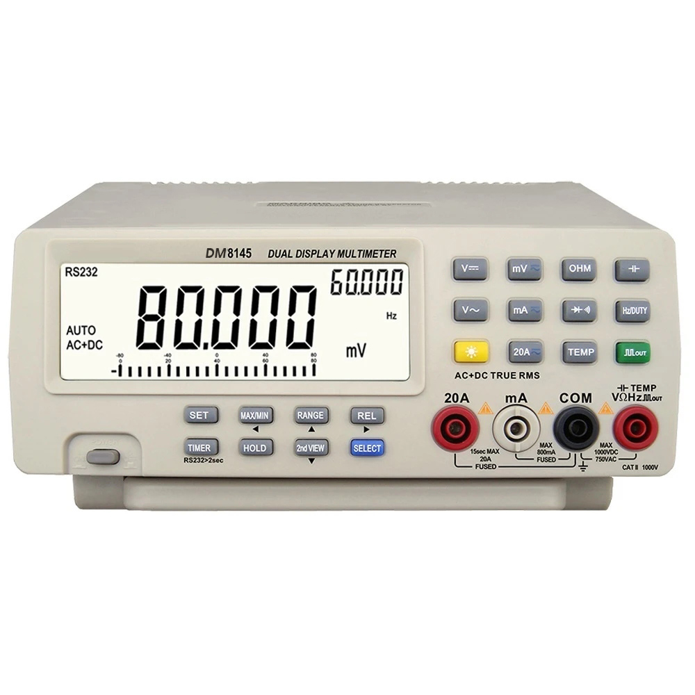 DM8145 Multimetro da banco 4 7/8 1000V 20A 80000 Conti tester multimetro digitale Auto Range Multimetro Voltmetro digitale Ohm 2