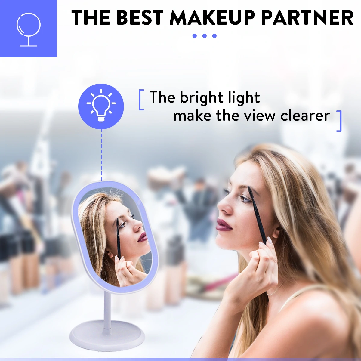 Find Professional Makeup Mirror with LED Light USB Charging 180ÂRotation 3 Light Mode 10X Magnification Touch Button Detachable Base for Sale on Gipsybee.com