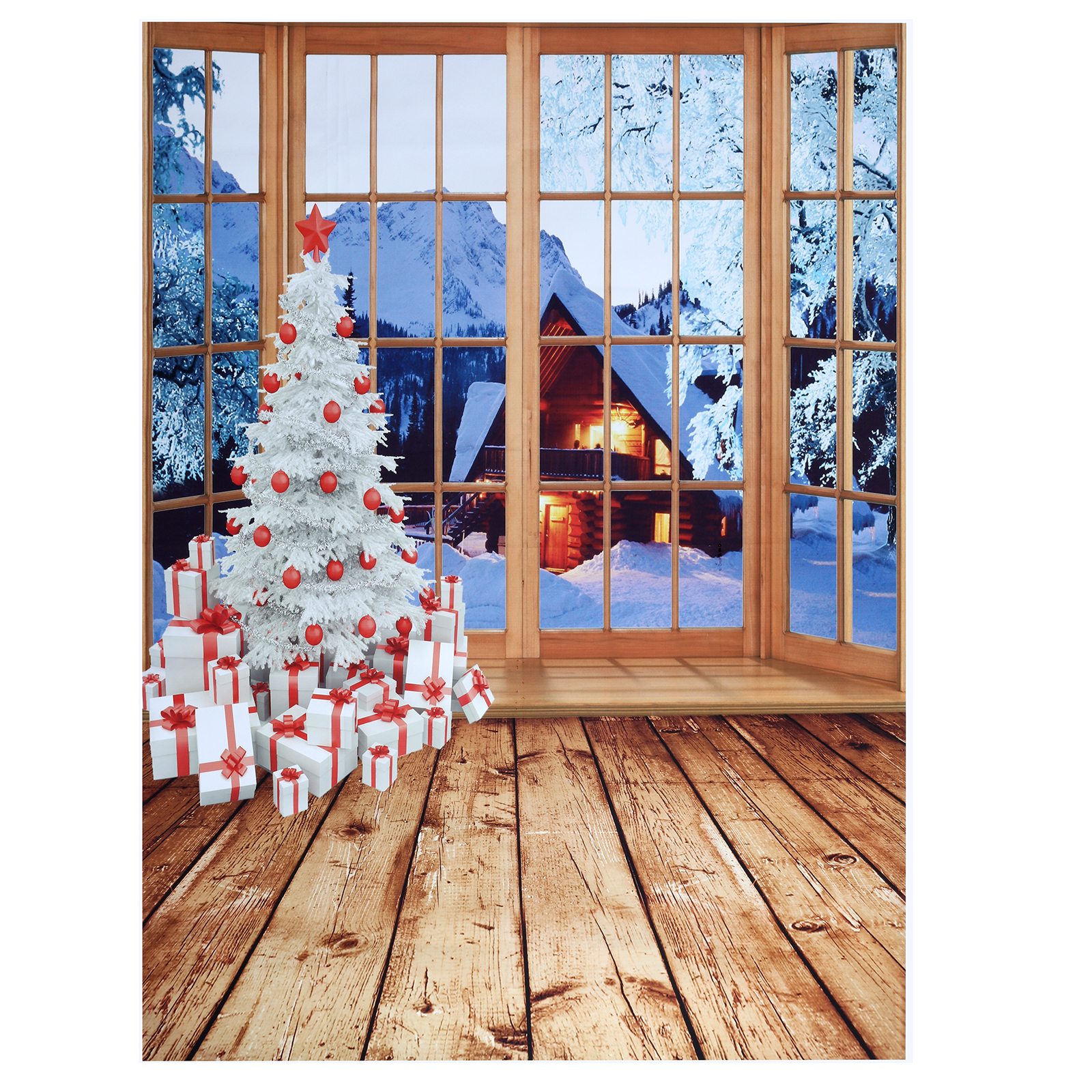 Find Mohoo 5x7ft 1 5x2 1m Christmas Backdrop Photo Window Backdrop with Wooden Floor Christmas Tree Snow Covered House Mountains Photography Background for Kids Family Photos for Sale on Gipsybee.com with cryptocurrencies