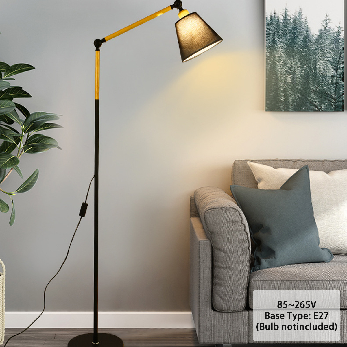 Find 85v 265V Modern Floor Lamp Wooden Iron Hanging Lamp For Shop Restaurant Bar Without Bulb for Sale on Gipsybee.com with cryptocurrencies