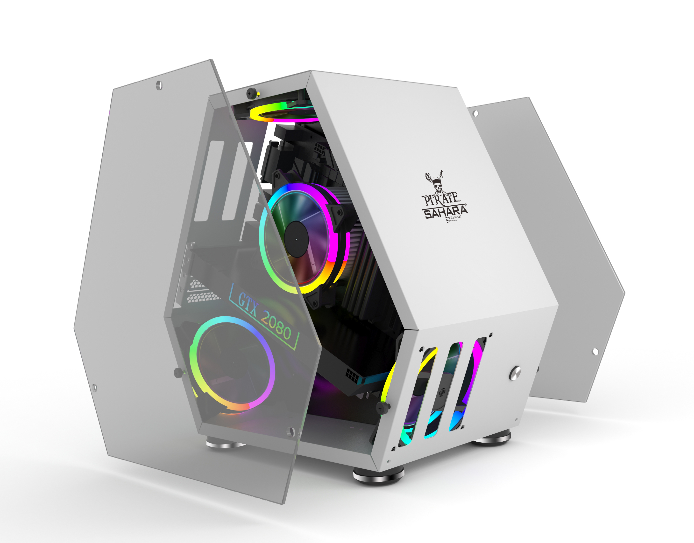 Find Sahara Monster Computer Gaming Case M-ATX Desktop Mini Special-Shaped Chassis Game Competitive Glass Side Through Support M-ATX/ ITX Motherboard for Sale on Gipsybee.com with cryptocurrencies