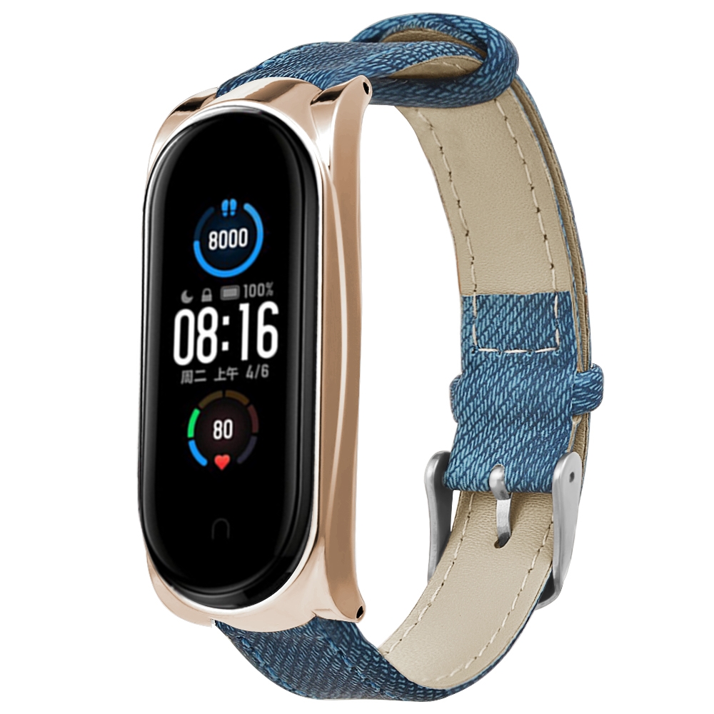 Find Bakeey Buckle Style Denim Pattern Retro Replacement Leather Strap Smart Watch Band For Xiaomi Mi Band 5 Non original for Sale on Gipsybee.com with cryptocurrencies