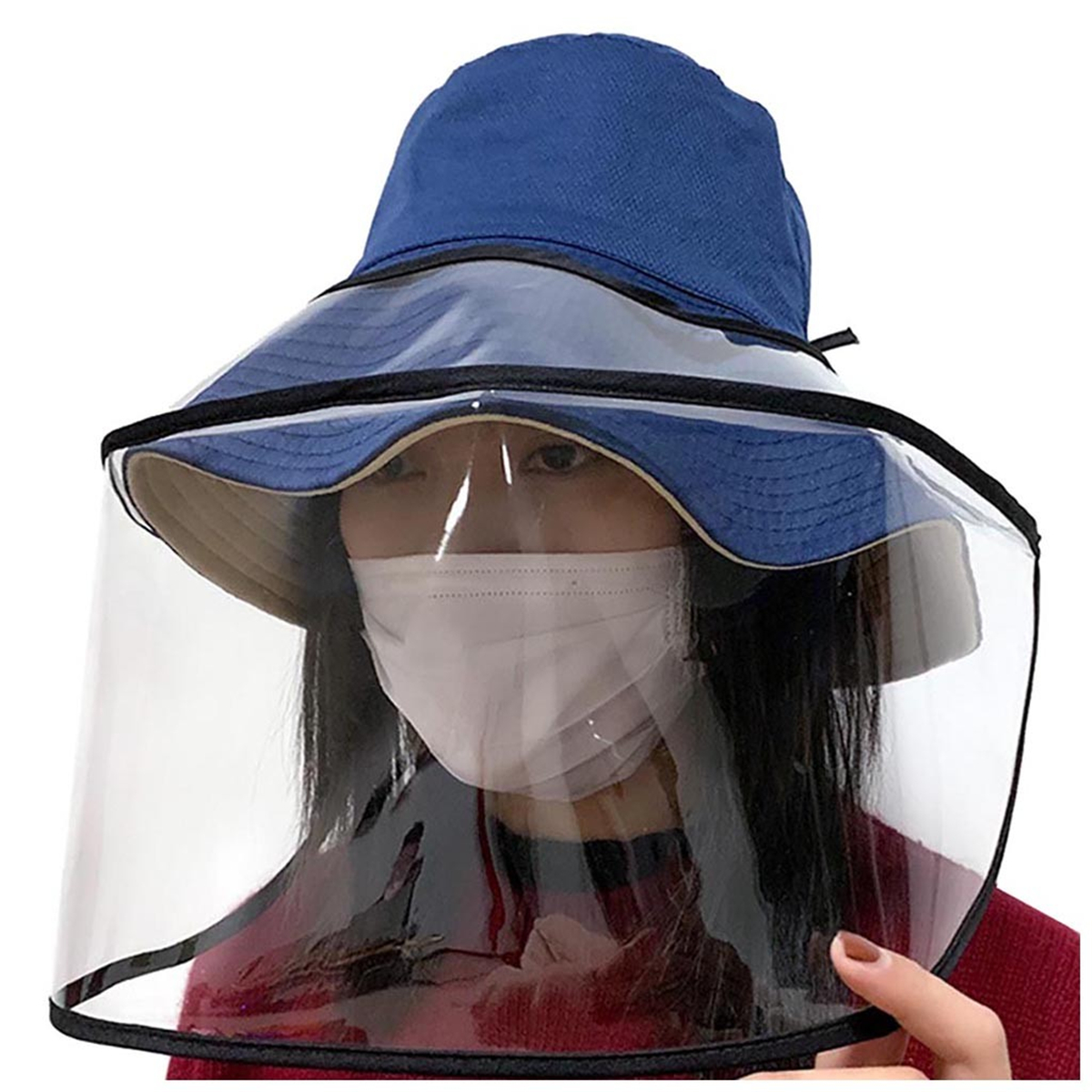 Find Fisherman Hat Clear Mask Removable Protective Cap Anti fog Full Face Outdoor for Sale on Gipsybee.com with cryptocurrencies