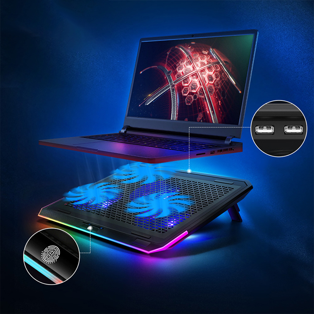 Find LLANO Laptop Cooling Pad Laptop Radiator Cooler Stand with 3 Cooling Fans 2 USB Ports Adjustable Height RGB Touch Control Q8 for 14-17 inches Laptop for Sale on Gipsybee.com with cryptocurrencies