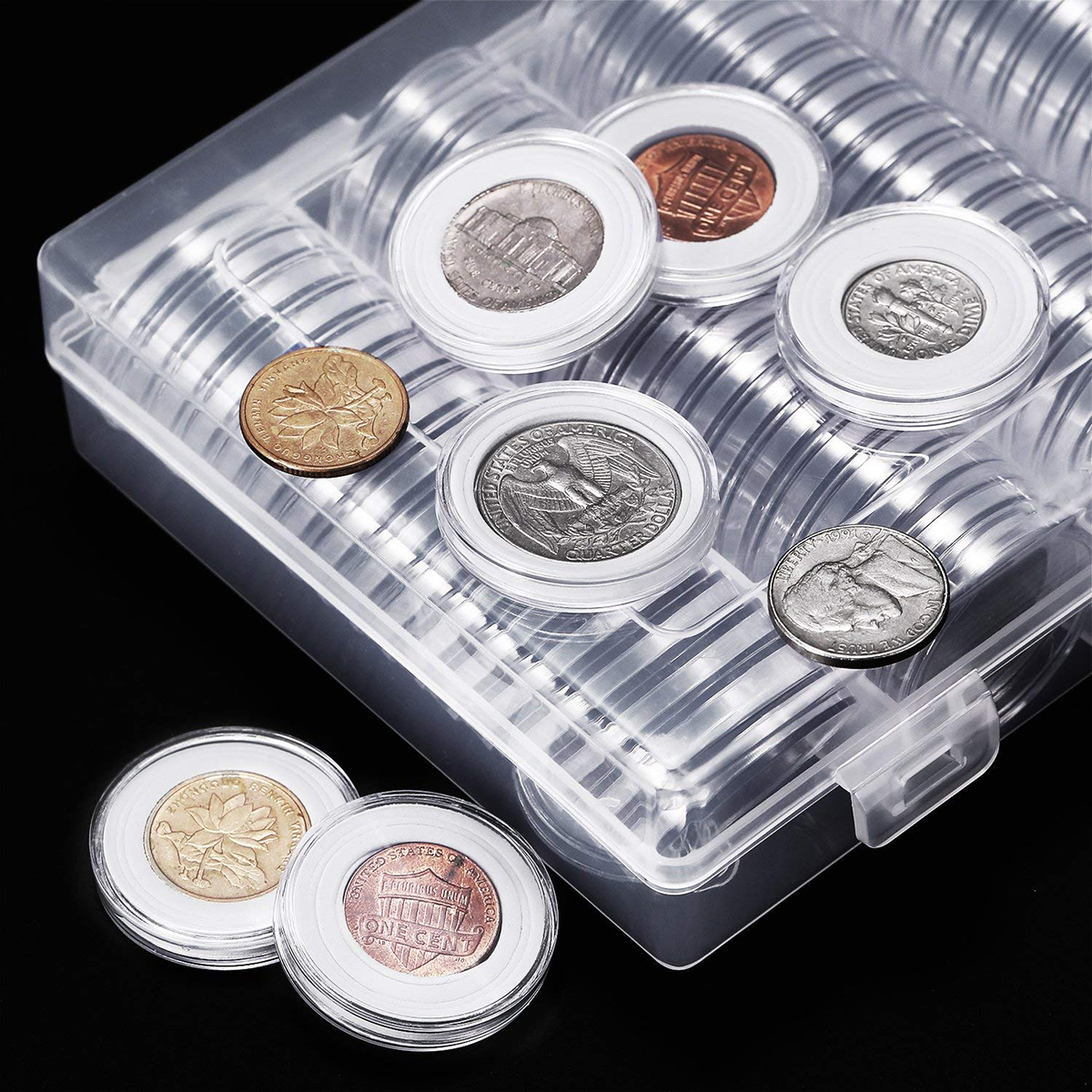 Find 100Pcs/Lot 20/25/27/30mm Clear Plastic Coin Holder Universal Commemorative Coin Shell Collector for Sale on Gipsybee.com with cryptocurrencies