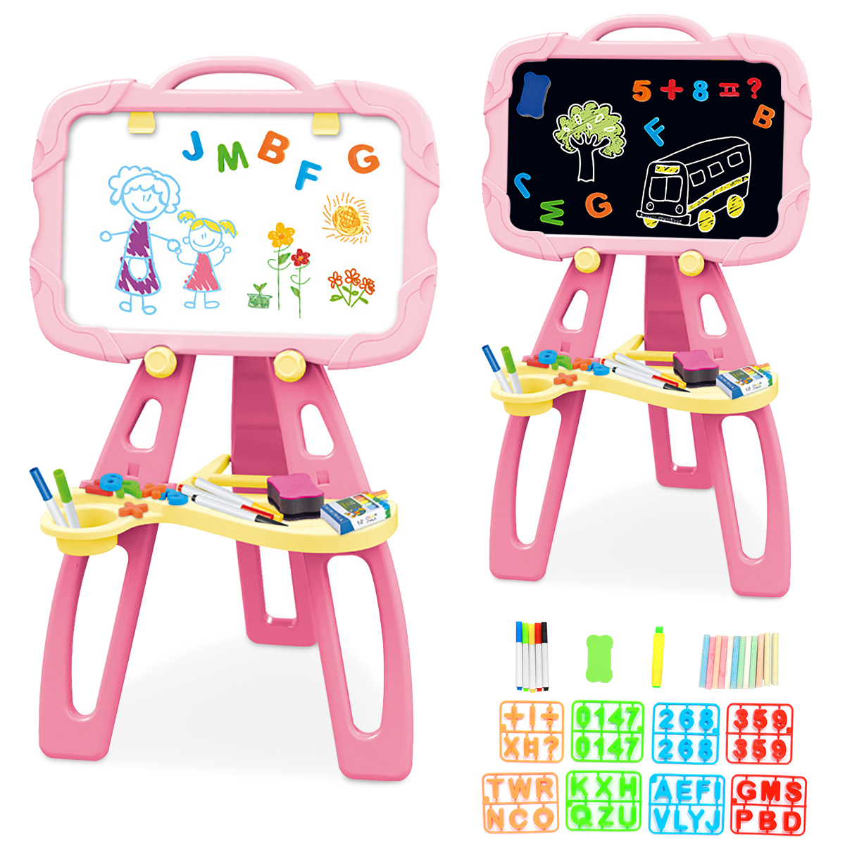 Find 3 in 1 Double Sided Art Easel Magnetic Chalkboard Removable Drawing Whiteboard with Accessories Small Home Painting Board for Kids for Sale on Gipsybee.com with cryptocurrencies