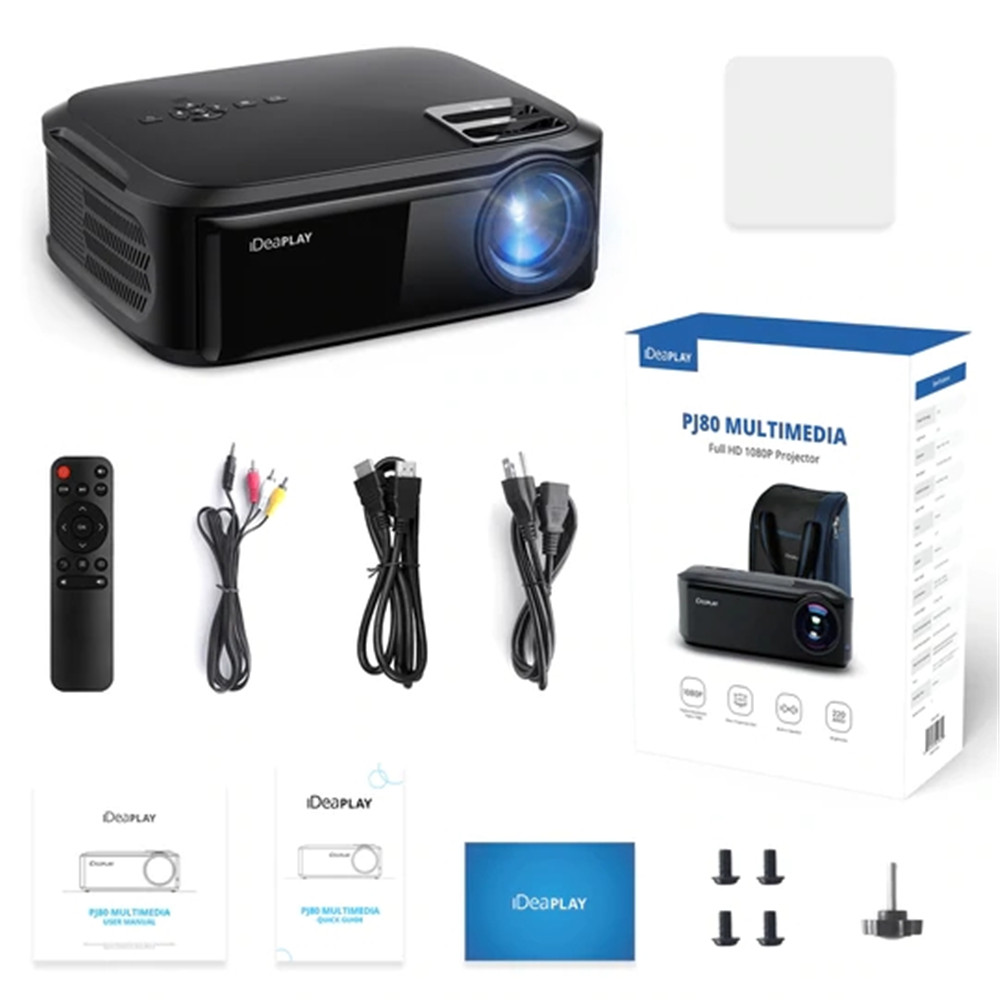 Find IDEAPLAY PJ80 Native 1080P Projector LED Home Theater 4K Projector with 200 Display 3200LM for Sale on Gipsybee.com with cryptocurrencies