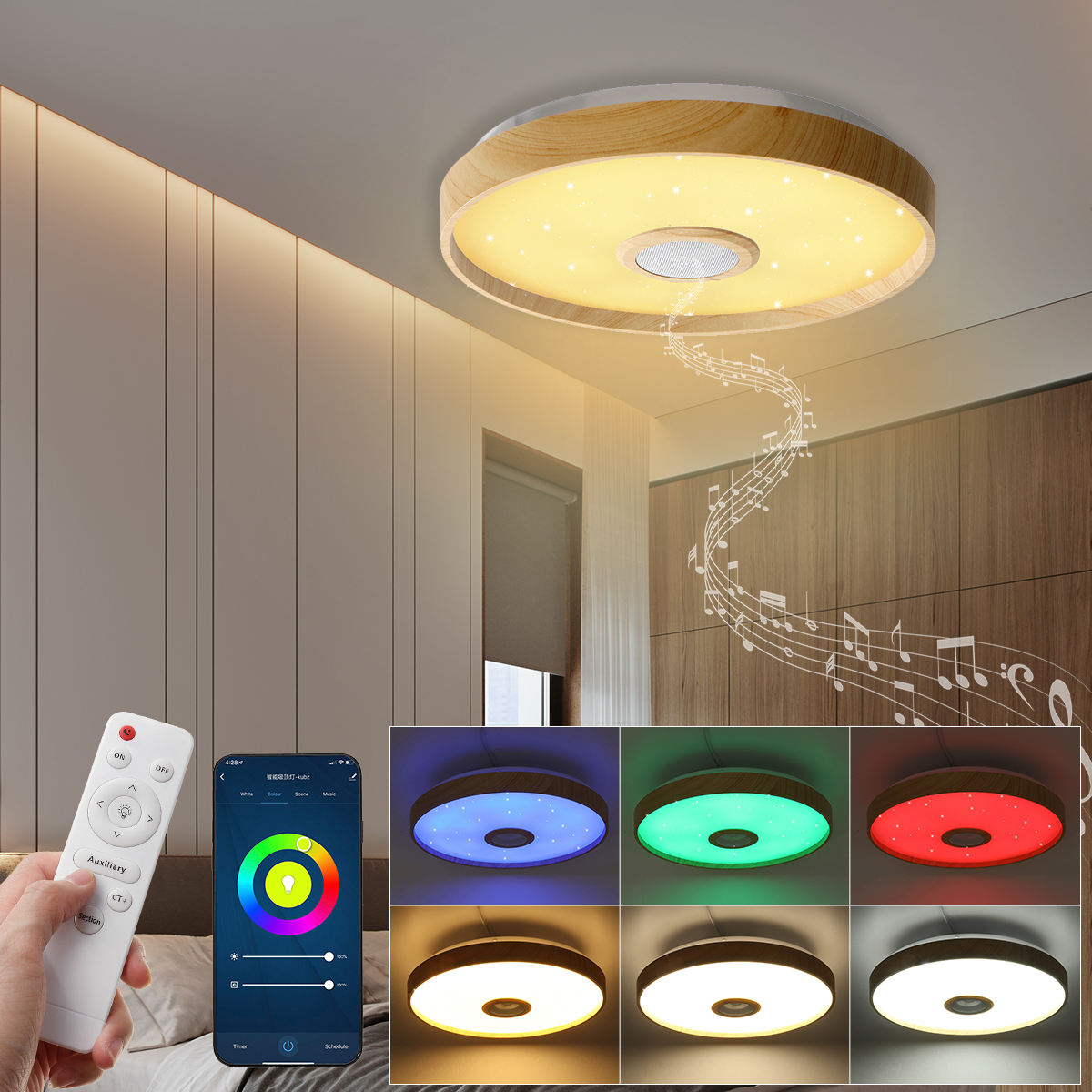 Find 34CM Mobile APP Smart bluetooth Music Light Audio Childrens Room Study WIFI Bedroom Lamps LED Ceiling Lights for Sale on Gipsybee.com with cryptocurrencies
