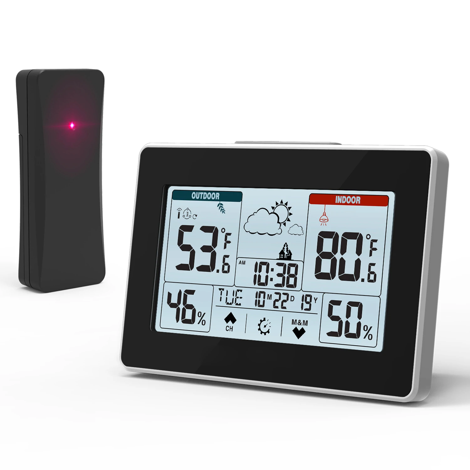 Find ELEGIANT EOX 9906 Touch Indoor Outdoor Weather Station Alarm Clock Calendar Wireless Sensor Forecast Thermometer Hygrometer for Sale on Gipsybee.com