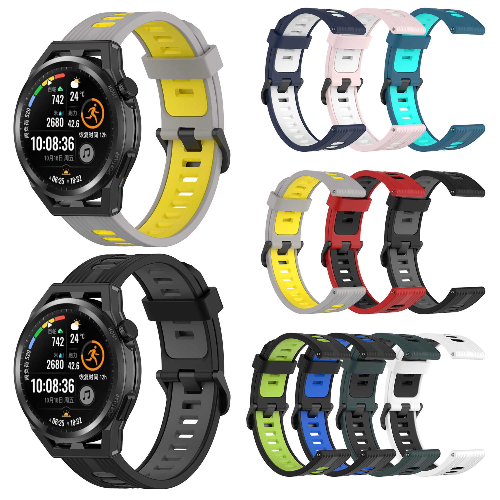 Bakeey 20/22mm Width Comfortable Breathable Sweat proof Soft Silicone Watch Band Strap Replacement for Huawei Watch GT Runner/ Huawei Watch GT3 1