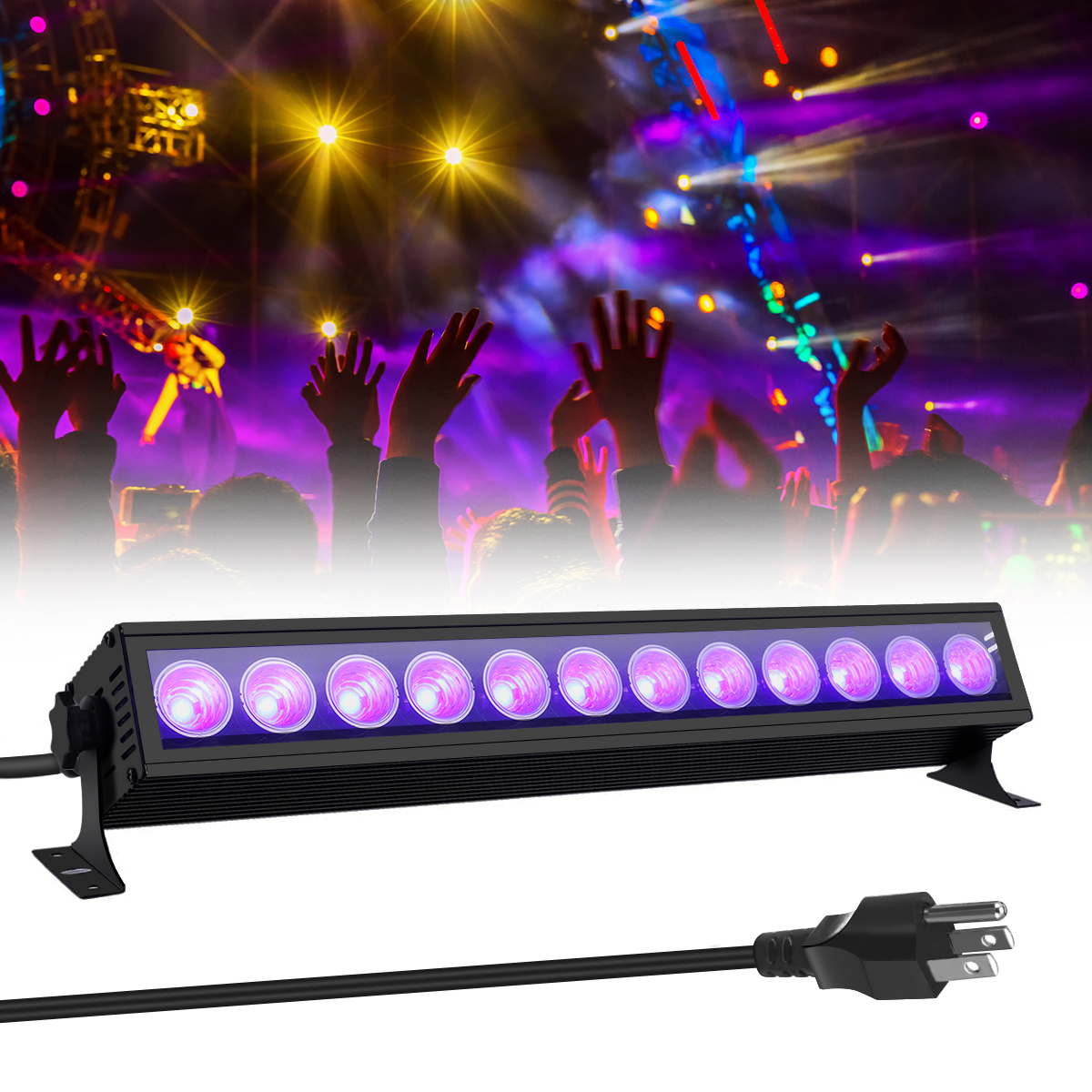 Find GLIME 12LED 36W UV LED Light Bar 360 Adjustable Wall Lights Lamp for DJ Stage Party for Sale on Gipsybee.com with cryptocurrencies