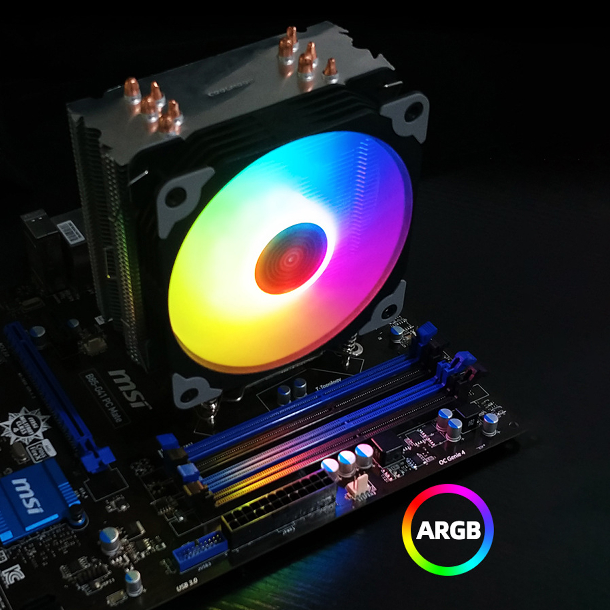 Find RGB 5 Copper Tube 4 Pin Single/Dual Fan CPU Cooler For Intel/AMD for Sale on Gipsybee.com with cryptocurrencies