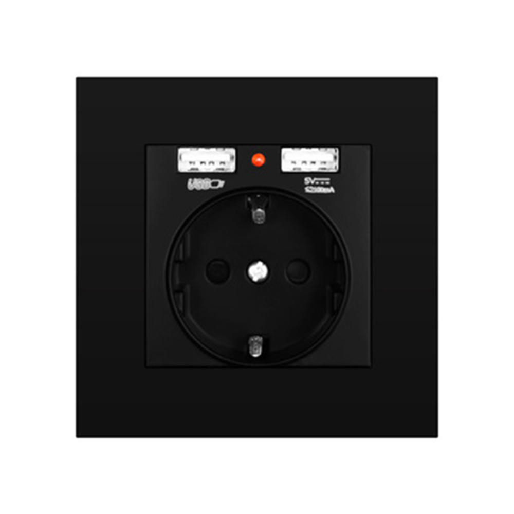 Find 16A 250V USB Power Socket Wall Socket EU Standard with 2 USB Ports Power Panel Smart LED On Off Power Outlet for Sale on Gipsybee.com with cryptocurrencies