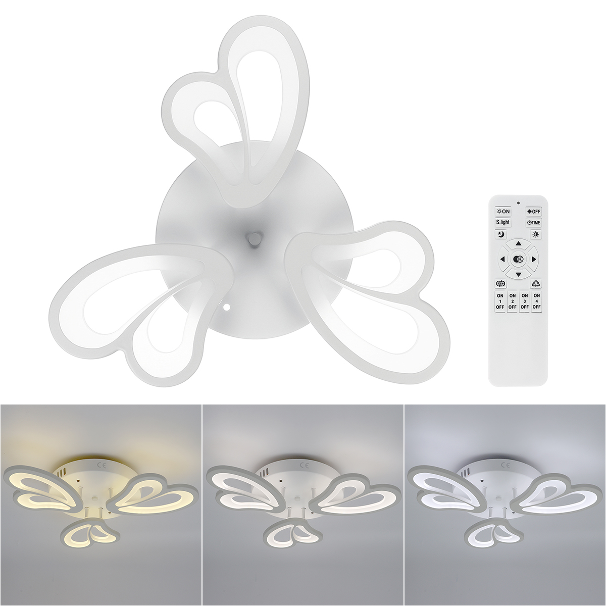 Find 3 Heads Modern Ceiling Lamp Remote Control Living Room Bedroom Study Light AC110 220V for Sale on Gipsybee.com with cryptocurrencies