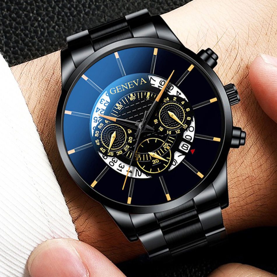 Men's Watches - Geneva Business with Calendar Dial Stainless Steel Band ...