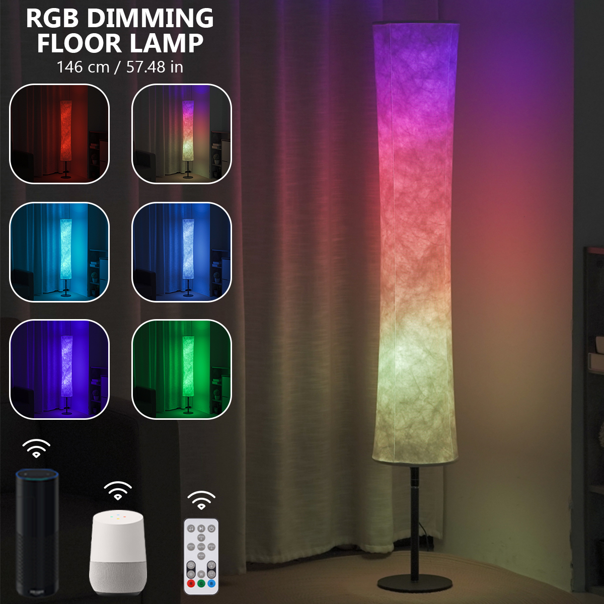 Find 57 Smart LED Floor Lamp RGB Music Fabric Standing Dimmable Light APP Remote for Sale on Gipsybee.com with cryptocurrencies