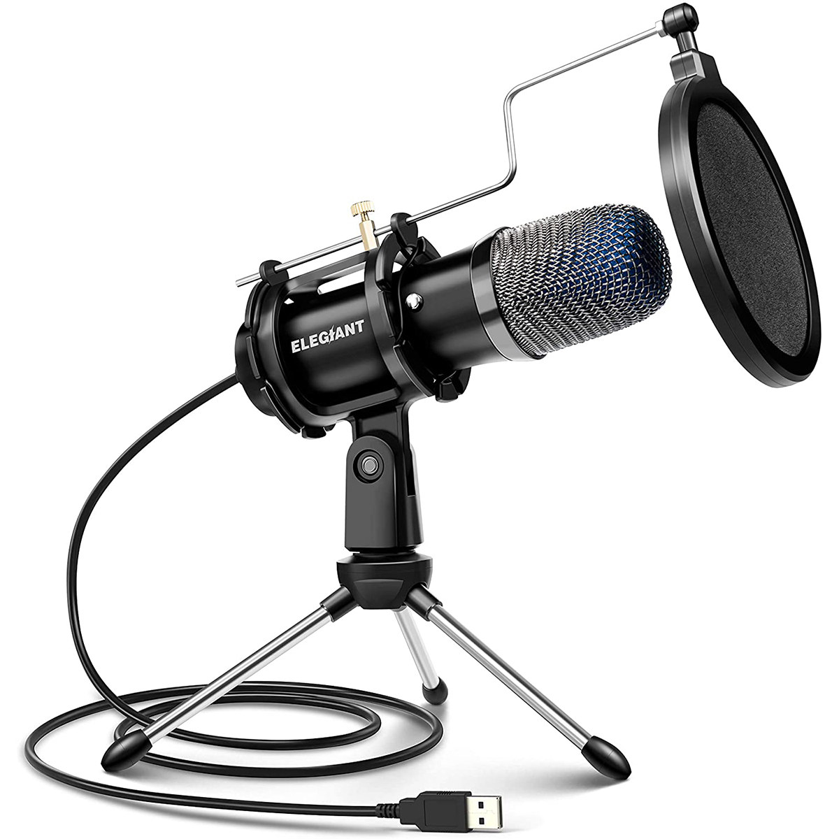 Find ELEGIANT EGM 04 Computer Microphone USB Wired Condenser Gaming Microphone with Tripod Stand PopFilter Desktop Mic for PS4 PC Zoom Skype Youtube Podcasting Compatible with iMAC Windows for Sale on Gipsybee.com with cryptocurrencies