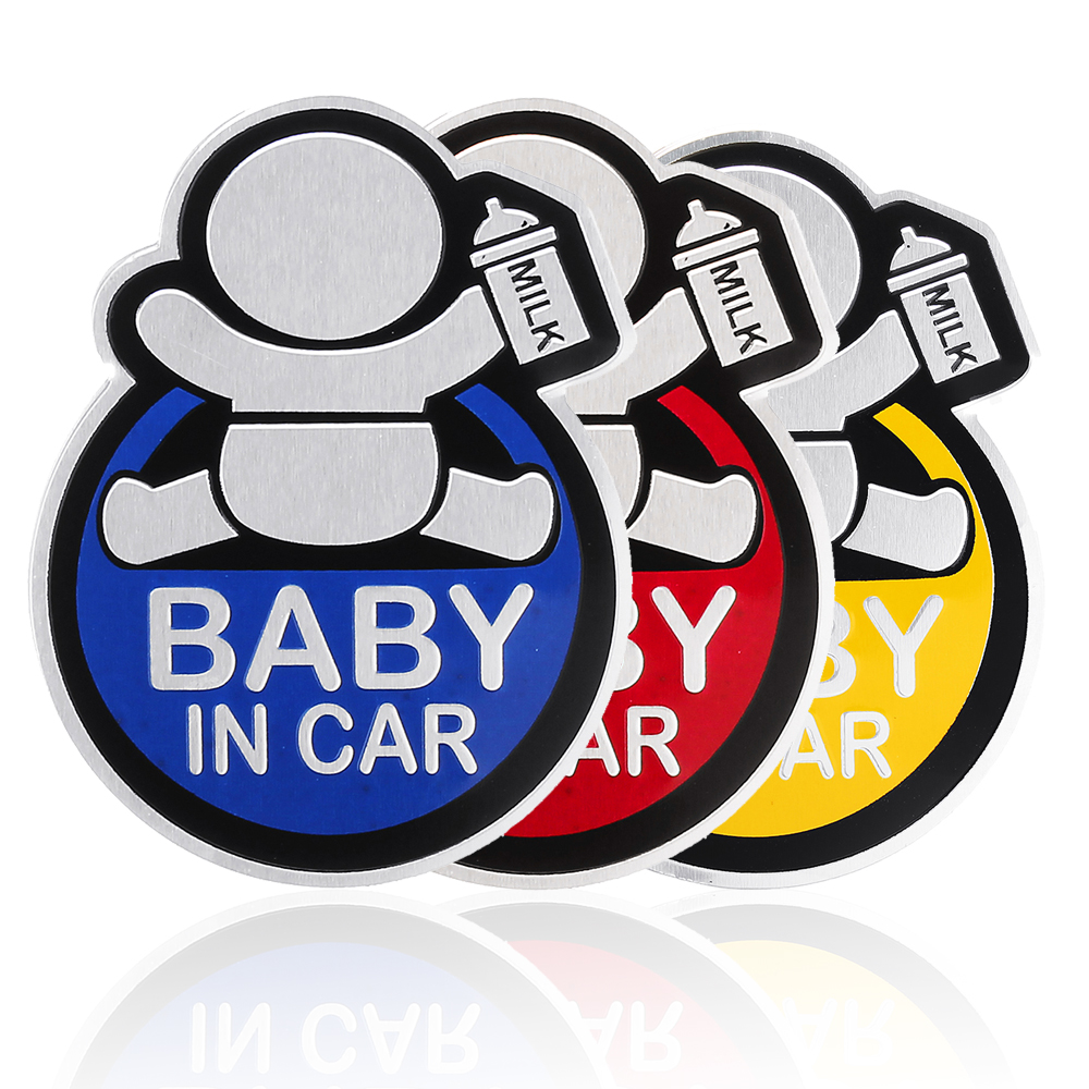 Baby in Car Stickers Aluminum Auto Tail Window Decal Warning Safety Sign Decal
