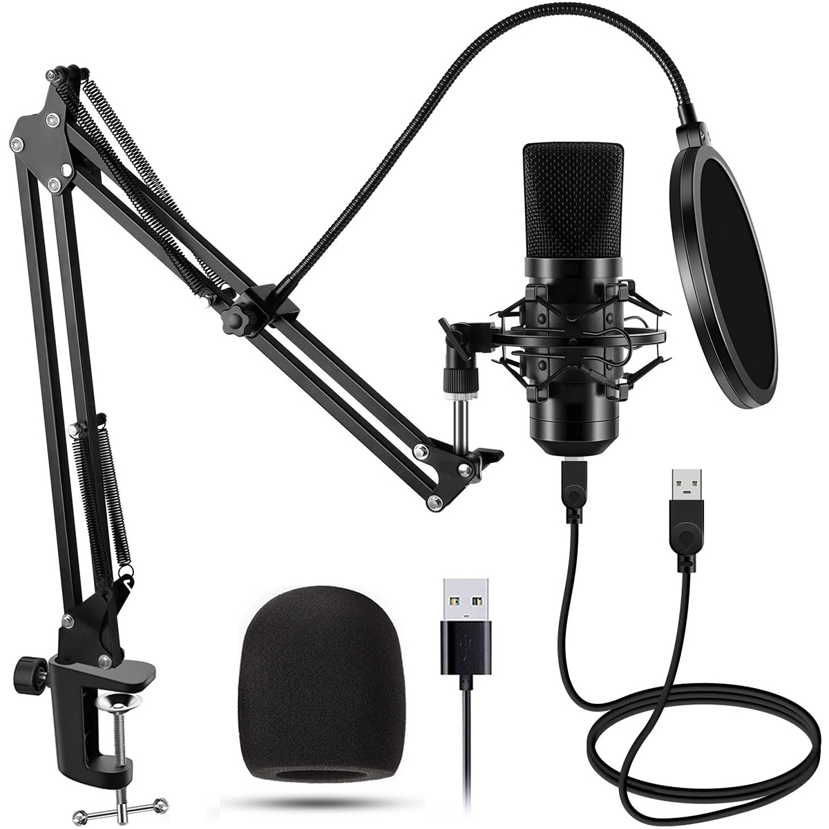 Find USB 48KHZ/192KHZ Condenser Microphone Cardioid Pattern HiFi Noise Reduction Microphone with Stable Tripod for Sale on Gipsybee.com with cryptocurrencies