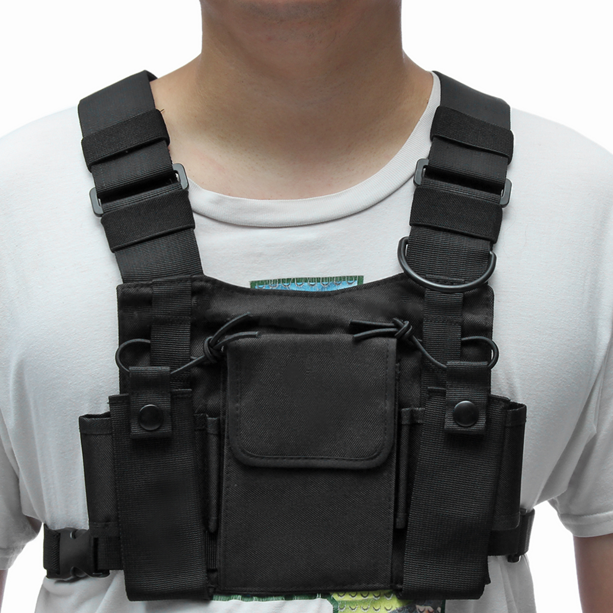 Chest 3 Pocket Harness Nylon Bag Pack Backpack Holster for Radio Walkie ...