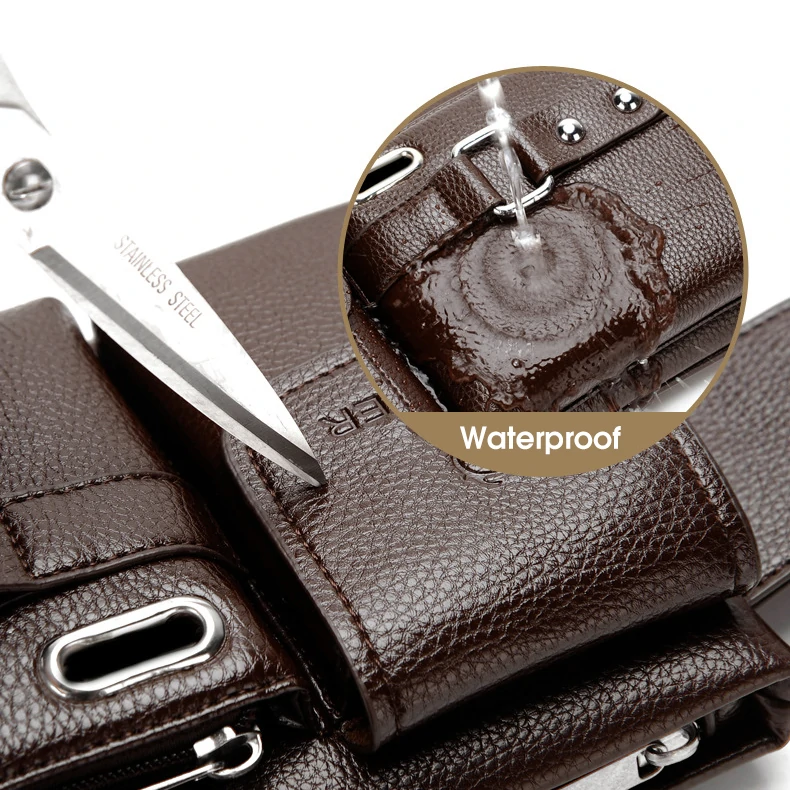 Find WEIXIER Multi Pockets Large Capacity PU Leather Mobile Phone Storage Bag Belt Waist Packs for Sale on Gipsybee.com