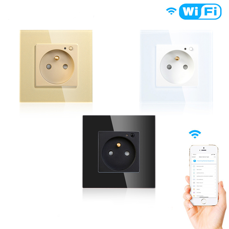 Find Moeshouse WiFi Smart Wall Socket Outlet Glass Panel Smart Life/Tuya APP Remote Control EU FR UK AU for Sale on Gipsybee.com with cryptocurrencies