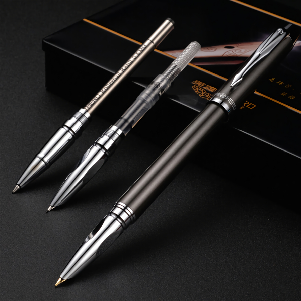 Hero 7006 Fountain Pen Set 0.5mm 0.8mm Nib Calligraphy Writing Signing Pens Ballpoint Pen Gifts Box for Students Friends Families Colleagues—3