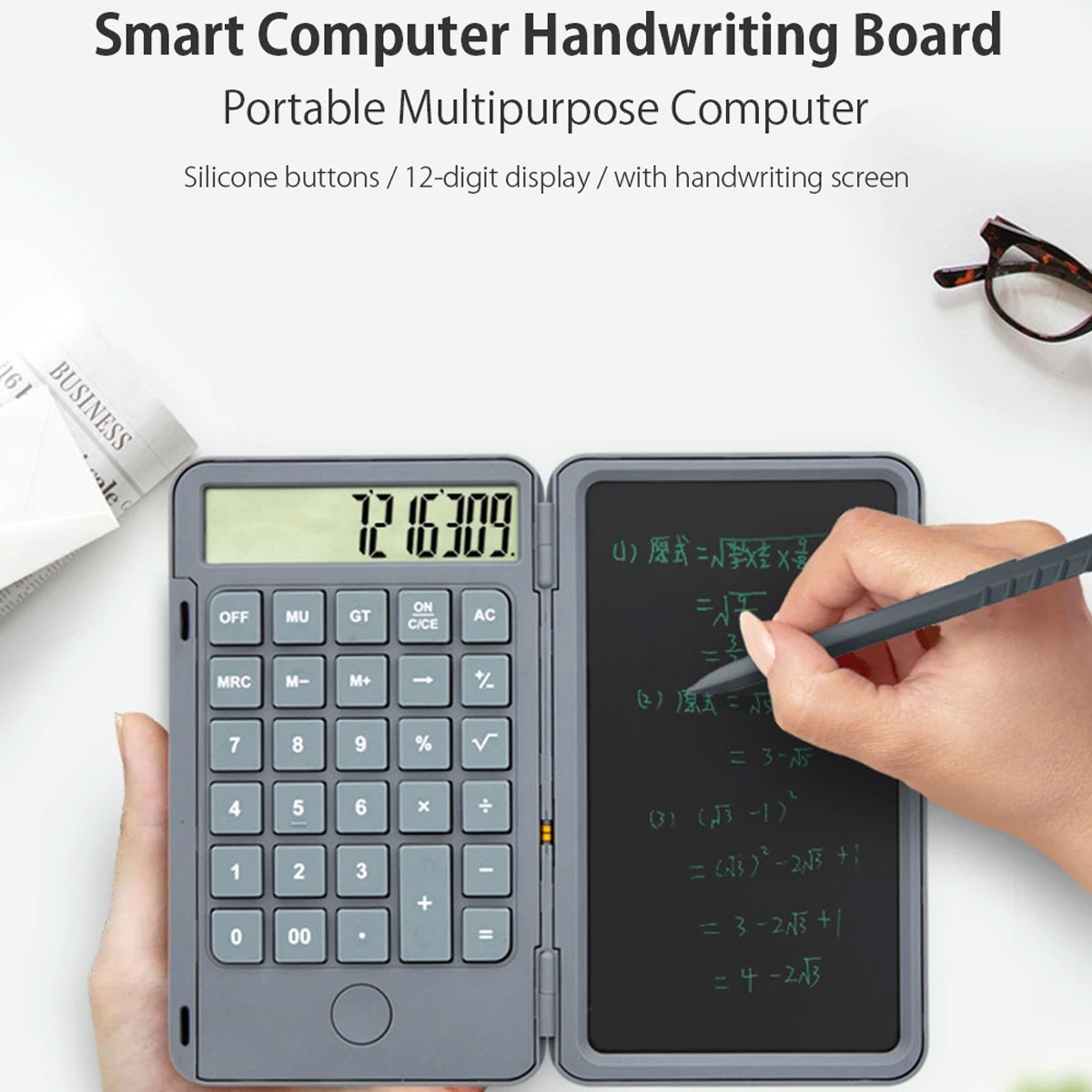 Find NEWYES Desktop Calculator with Portable LCD Handwriting Screen Writing Tablet 12 digit Display Repeated Writing Primary School Business Stationery Office Supplies for Sale on Gipsybee.com with cryptocurrencies
