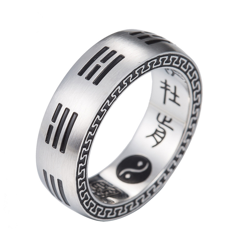 Titanium Steel Nine Words Mantra Rings Chinese Gossip Yin Yang Finger Ring For Men 6