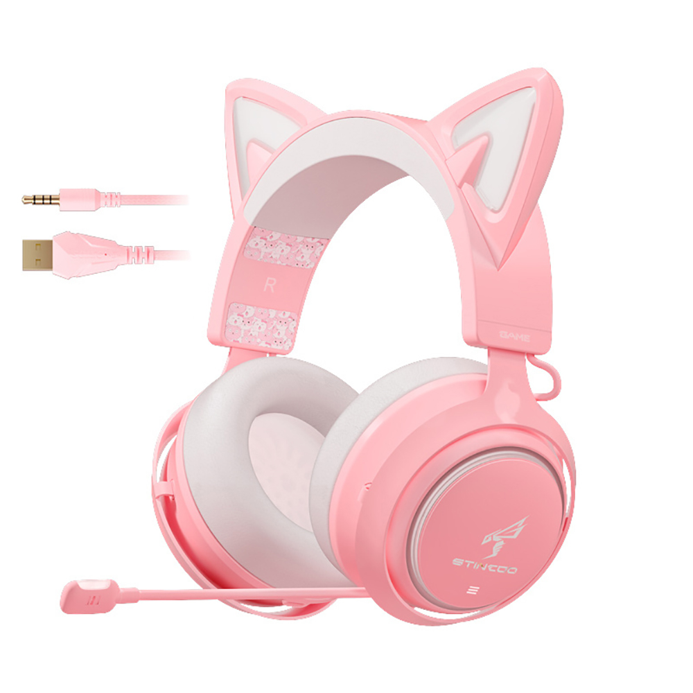 Find SOMiC GS510 Cat Ear Gaming Headset Pink 3 Version with Microphone Virtual 7 1 Sound Game/Live/Video 3 Mode for PS5/4 Computer Gamer for Sale on Gipsybee.com with cryptocurrencies